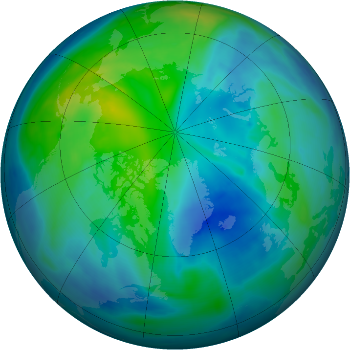 Arctic ozone map for 18 October 2007